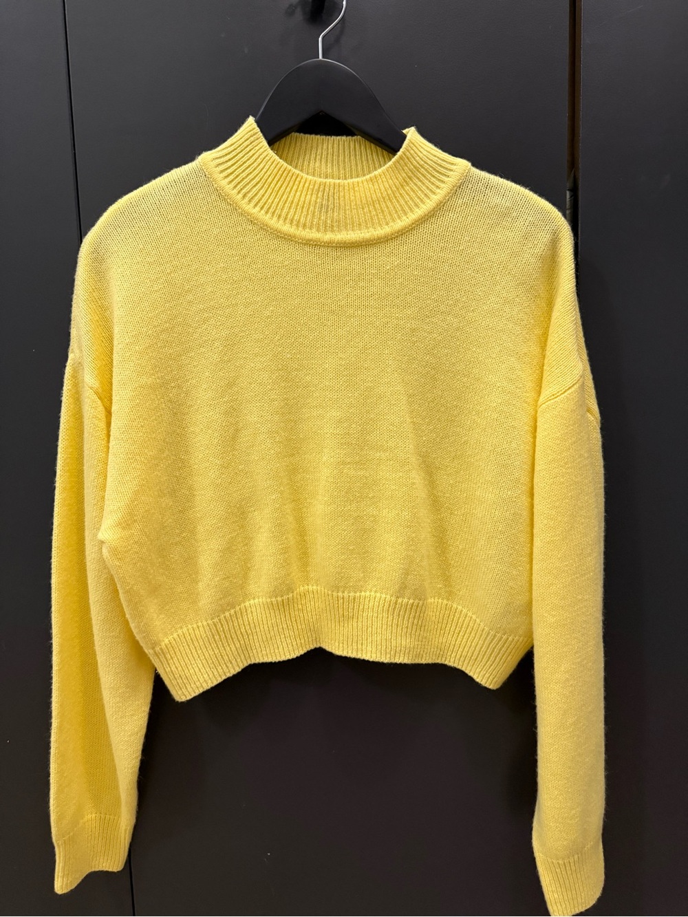 H&M Bright Yellow Cropped Mockneck Cozy Sweater